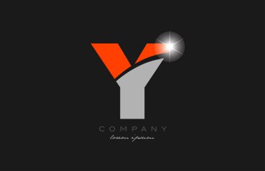 Bir şirket veya iş için uygun gri turuncu alfabe logo simgesi tasarımlı y harfi