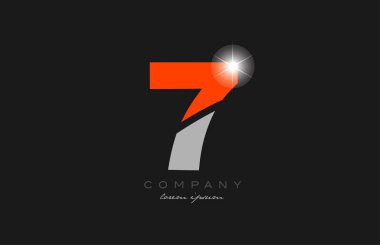 Gri turuncu renkli logo dizaynı bir şirket veya işletme için uygun 7 numara