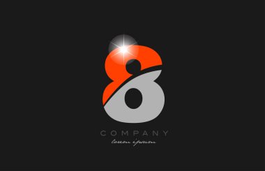 Gri turuncu renkli logo dizaynı bir şirket veya işletme için uygun 8 numara