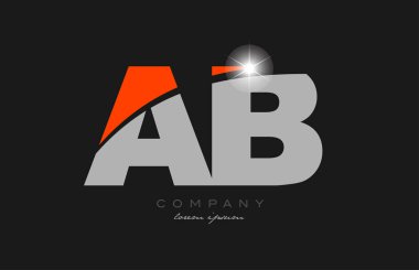 birleşik harf ab a b gri turuncu alfabe logosu bir şirket veya işletme için uygun tasarımı
