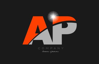 Gri turuncu alfabe simgesi tasarımlı ap harfi birleşimi bir şirket veya işletme için uygundur