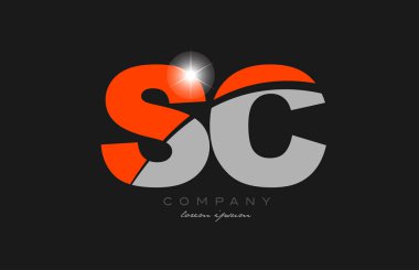 Gri turuncu alfabe logosu dizaynı ile birleşik harf sc bir şirket veya işletme için uygundur