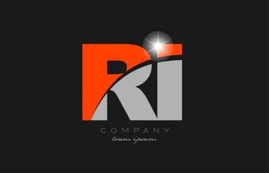 Gri turuncu renkli alfabe simgesi dizaynı bir şirket veya işletme için uygun RI harfi.