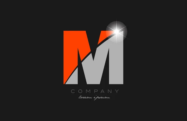 字母M为灰色橙色字母表图标设计 适用于公司或企业 — 图库矢量图片