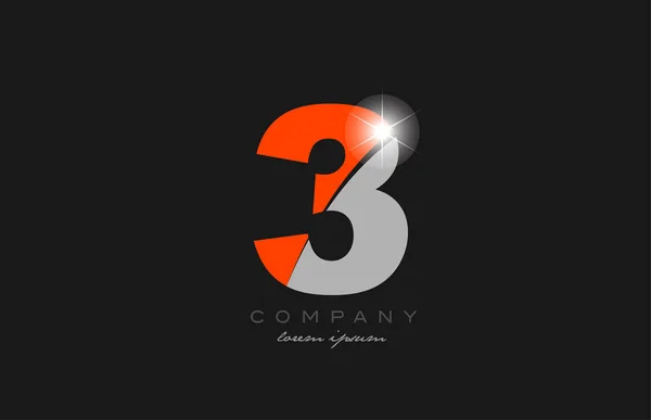 Numéro Couleur Grise Orange Logo Icône Design Adapté Une Entreprise — Image vectorielle