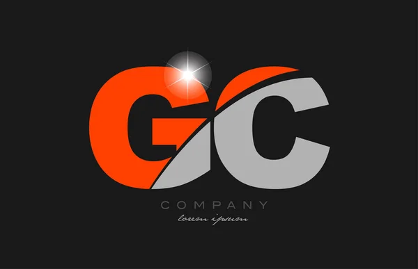 组合字母Gc Grey Orange Color Alphabet Logo Logo Design Suitable Company — 图库矢量图片