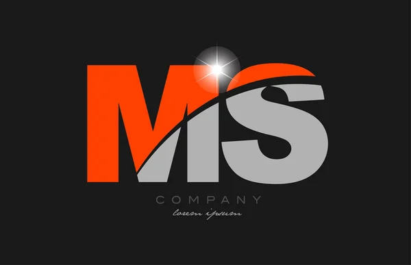 组合字母Mm在灰色橙色字母表图标设计中适用于公司或企业 — 图库矢量图片