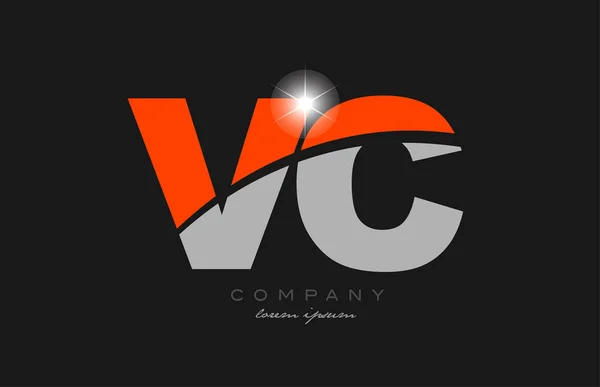 组合字母Vc Grey Orange Color Alphabet Logo Logo Design Suitable Company — 图库矢量图片