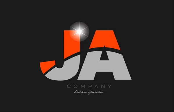 企業やビジネスに適したグレーオレンジ色のアルファベットのロゴアイコンデザインの組み合わせ文字Ja — ストックベクタ