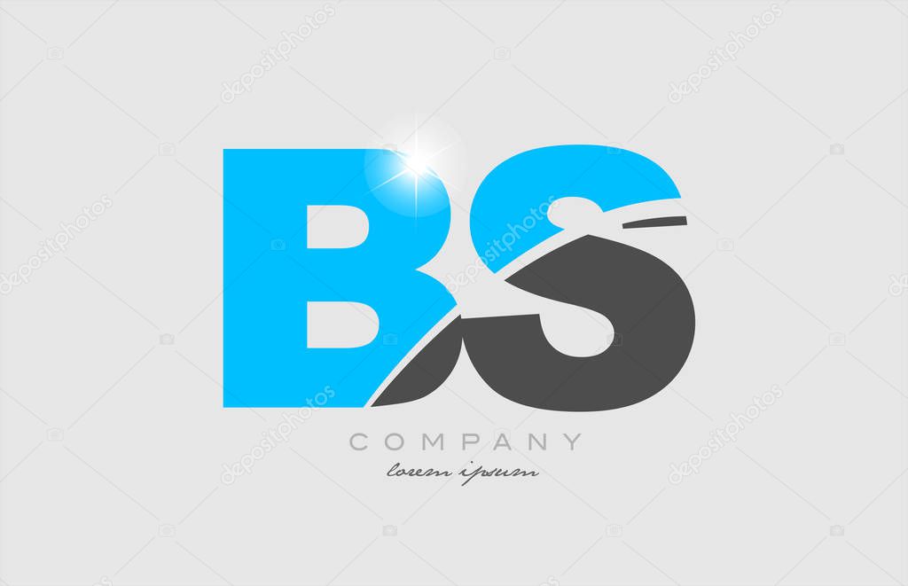 Combination letter bs b s in grey blue color alphabet logo icon design suitable for a company or business