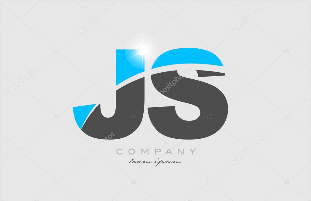 combination letter js j s in grey blue color alphabet logo icon design suitable for a company or business