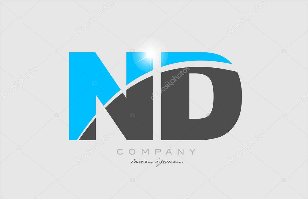 Combination letter nd n d in grey blue color alphabet logo icon design suitable for a company or business