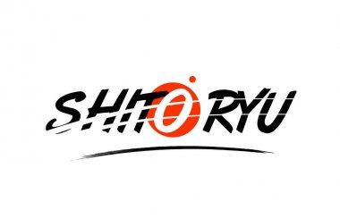kırmızı daire tasarımı ile shito ryu kelime metin logosu simgesi