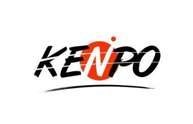 kırmızı daire tasarımı ile kenpo kelime metin logosu simgesi