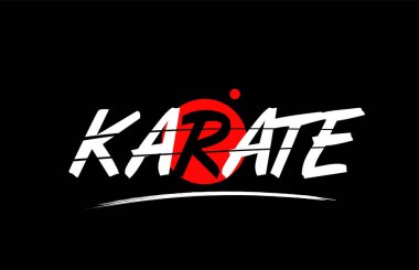 kırmızı daire tasarımı ile karate kelime metin logosu simgesi