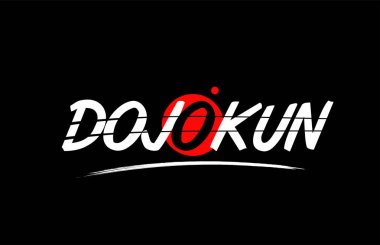 kırmızı daire tasarımı ile dojo kun kelime metin logosu simgesi