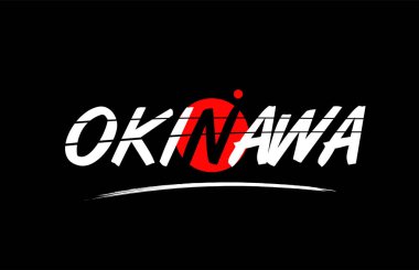kırmızı daire tasarımı ile okinawa kelime metin logosu simgesi