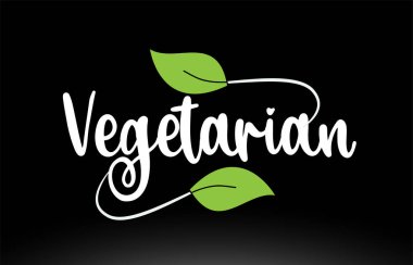 Yeşil yaprak logo simgesi tasarımı ile Vejetaryen kelime metin