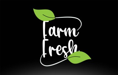 Yeşil yaprak logo simgesi tasarımı ile Çiftlik Taze kelime metni