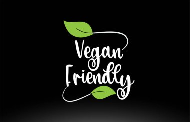 Yeşil yaprak logo simgesi tasarımı ile Vegan Dostu kelime metin