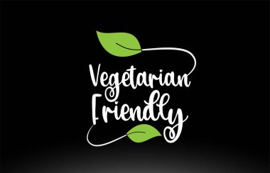 Yeşil yaprak logo simgesi tasarımı ile Vejetaryen Dostu kelime metin