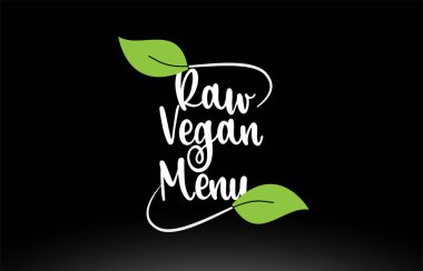 Yeşil yaprak logo simgesi tasarımı ile Ham Vegan Menü kelime metin