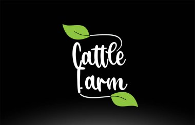 Yeşil yaprak logo simge tasarımı ile Sığır Çiftliği kelime metin