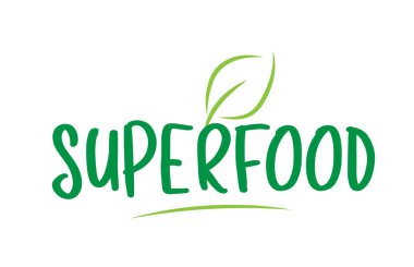yaprak simgesi logo tasarımı ile superfood yeşil kelime metin 