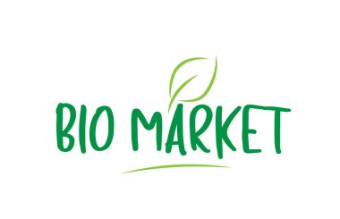 yaprak simgesi logo tasarımı ile biyo market yeşil kelime metin 