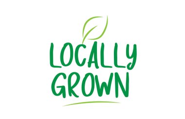 yaprak simgesi logo tasarımı ile yerel olarak yetiştirilen yeşil kelime metin 