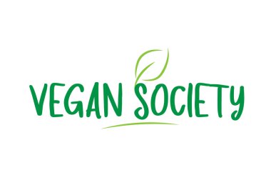 yaprak simgesi logo tasarımı ile vegan toplum yeşil kelime metin 