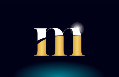 altın alfabe harf m logo şirket simgesi tasarım