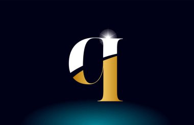 altın alfabe harf q logo şirket simgesi tasarım