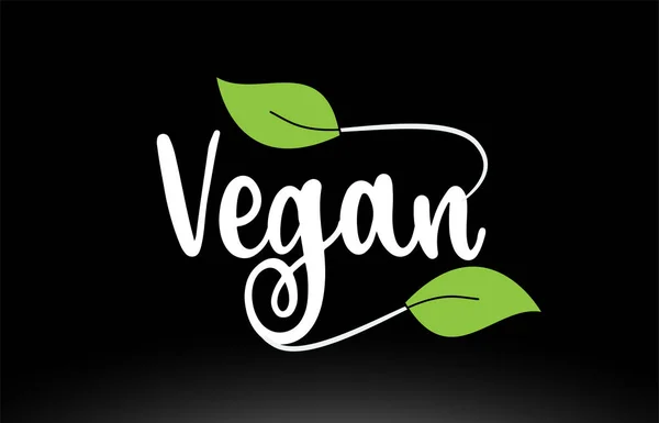 Texto de palabra vegana con diseño de icono de logotipo de hoja verde — Vector de stock