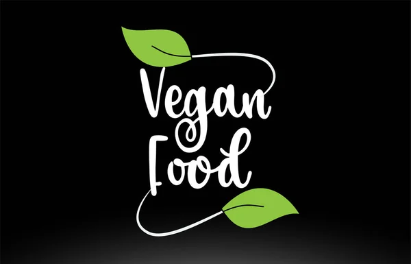 Comida Vegana texto de la palabra con diseño de icono de logotipo de hoja verde — Vector de stock