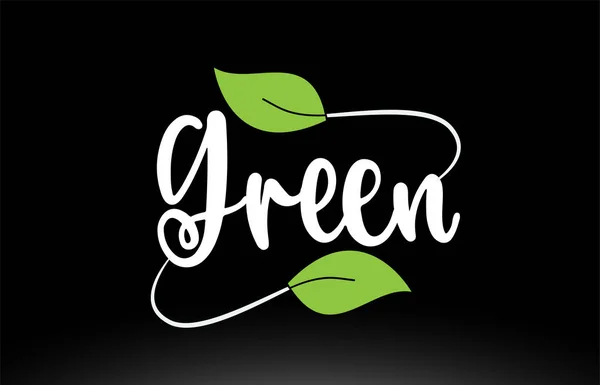 Текст зеленого слова с логотипом зеленого листа — стоковый вектор