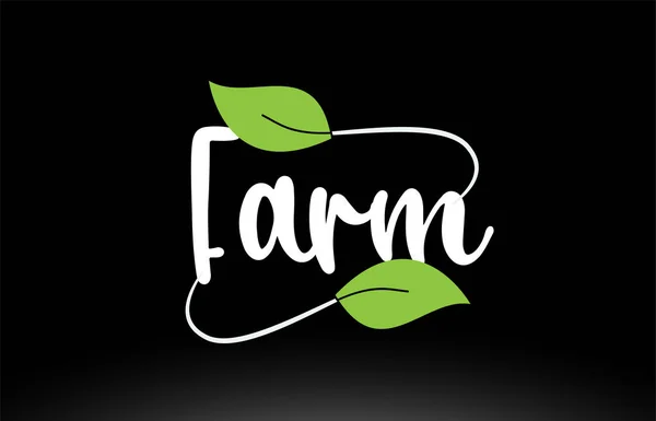 Farm word text with green leaf logo icon design — Stock Vector