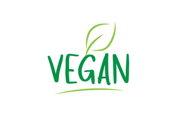Texto palabra verde vegana con diseño de logotipo icono de la hoja — Vector de stock