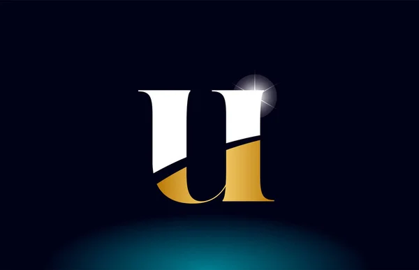 Ouro alfabeto dourado letra u logotipo empresa ícone design — Vetor de Stock