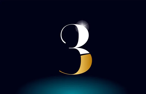Gouden gouden nummer 3 logo bedrijf pictogram ontwerp — Stockvector