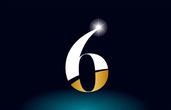Ouro dourado número 6 logotipo da empresa ícone design — Vetor de Stock