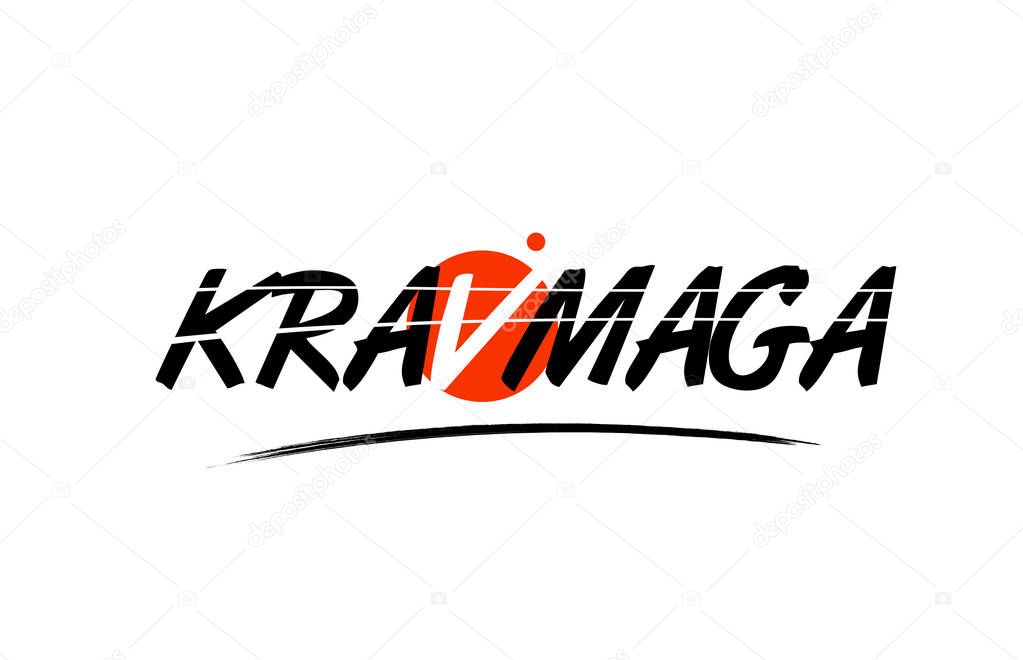 krav maga word text logo icon with red circle design
