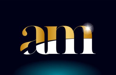 altın alfabe harfi a m logo kombinasyon şirket simgesi