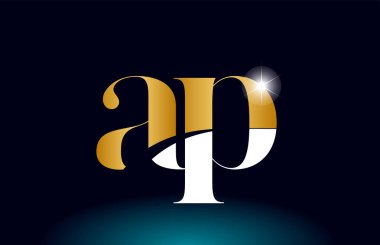 altın alfabe harf ap a p logo kombinasyonu şirket simgesi