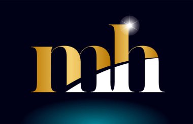 altın alfabe mektup mh m h logo kombinasyonu şirket simgesi