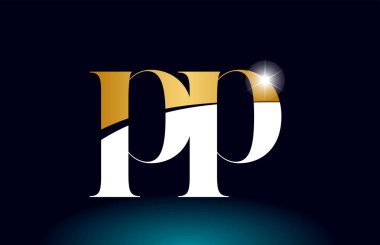 altın alfabe harf pp p p logo kombinasyonu şirket simgesi
