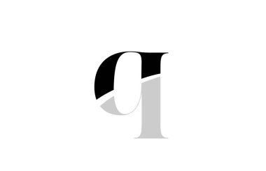 alfabe harfi q siyah beyaz logo simgesi tasarımı