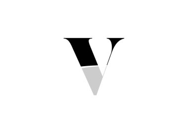 alfabe harfi v siyah beyaz logo simgesi tasarımı