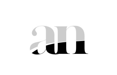 alfabe harfi bir n siyah beyaz logo simgesi tasarımı