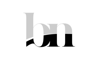 alfabe harfi bn b n siyah beyaz logo simgesi tasarımı